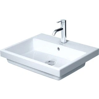 Afbeelding van Duravit vero air inbouwwastafel 550 mm wit hoogglans kraanvlak met 1 kraangat overloop 0383550000
