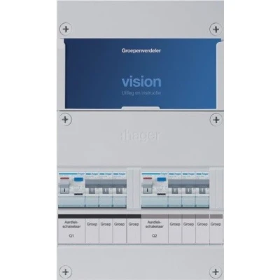 Afbeelding van Hager groepenkast 1 fase 6 groepen, 2 Aardlekschakelaars P 220 x 365mm