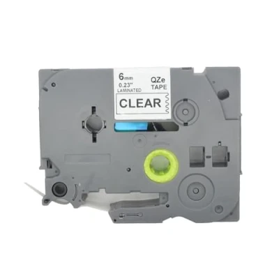 Afbeelding van BROVACS 1 Pack Wit op Clear Gelamineerde Label Tape Compatibel voor Brother P Touch Printer TZ 115 TZe 6mm 1/4&quot; OPA4115