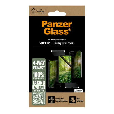 Afbeelding van Screenprotector Samsung Galaxy S25 Plus: PanzerGlass Matrix Recycled 4 way Privacy Screen Protector