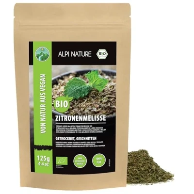 Afbeelding van biologische citroenmelisse gedroogd (125 g), melissenthee, citroenmelissenthee uit gecontroleerde teelt, melisse biologisch laboratorium getest, 100% zuiver en natuurlijk