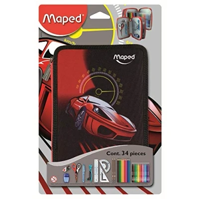 Afbeelding van Maped Plumier 34 Stuks met Twee Vloeren Cars Rojo y