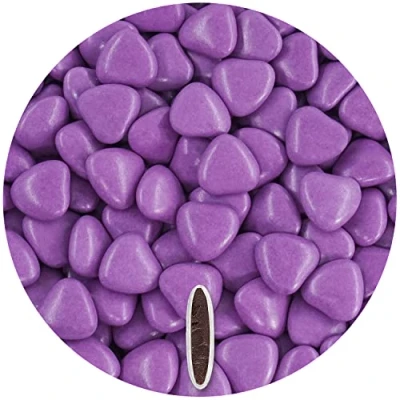 Afbeelding van EinsSein 0,5kg Bruidsuiker chocolade hartjes Dragées medium paars glans mini dragee hart doopsuiker bruiloft chocoladehartjes suiker gekleurd suikerlaagje geboorte communie