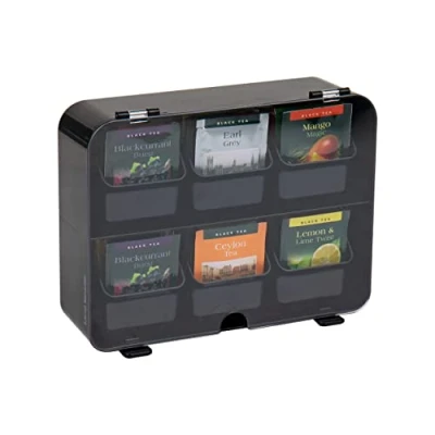 Afbeelding van Mind Reader Theezakje organizer, theestation aanrecht, wandmontage, acryl, 26,5 cm L x 8,3 B 20,3 H, zwart