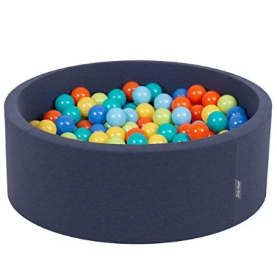 Afbeelding van KiddyMoon Schuim Ballenbak Voor Kinderen Met Ballen Ø 7 Cm Gemaakt In EU, Mblauw:L Groen Oranje Turkoois Blauw Babyblue Geel,90X30cm/200
