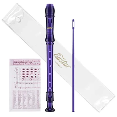 Afbeelding van Eastar Sopraanblokfluit instrument voor kinderen, studenten, beginners, Duitse vingerzetting C sleutel met reinigingsset, opbergtas, vingerkaart, ERS 1GPu, paars, schoolgoedgekeurd