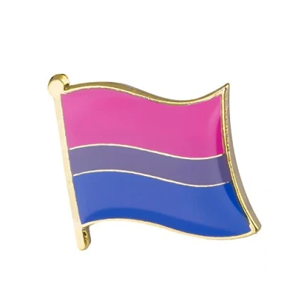 Afbeelding van Patch Nation Bisexual Pride LBGTQ vlag metalen pin badge, 19mm Wide 16mm High, Aluminium