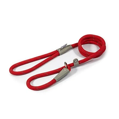 Afbeelding van Ancol Viva Reflecterende Touw En Echt Lederen Slip Lead. 120X 1Cm. Rood