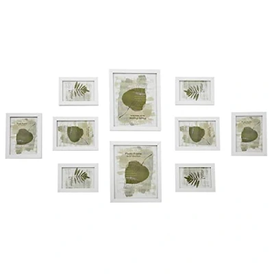 Afbeelding van SONGMICS Fotolijstjes Set van 10 fotolijsten 2 stuks 20 x 25 cm, 4 13 18 cm en 15 houten rand Wit RPF310W