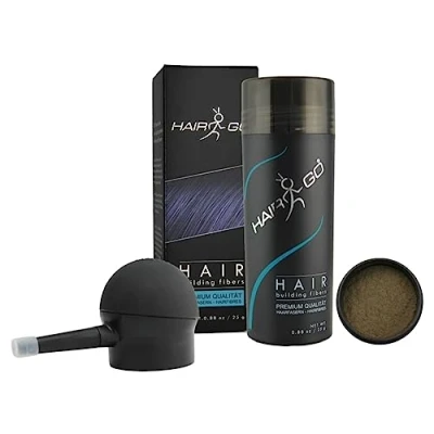 Afbeelding van HAIR GO Premium schudhaar + applicator voor haarverdichting strooihaar haarvezel Haarvuller (lichtbruin)
