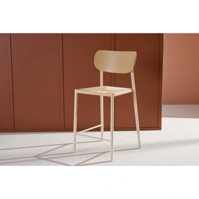 Afbeelding van Svea Polsty barkruk met rugleuning rattan whitewash Rotan