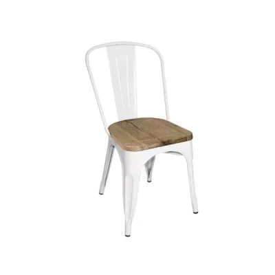 Afbeelding van Bolero Bistro Bijzetstoelen met Houten Zitkussen Wit (4 Stuks) GM644 Horeca &amp; Professioneel