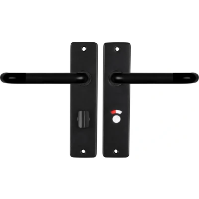 Afbeelding van Deurklink met wc sluitingschild Starx Coupe 63 mm (Aluminium, Zwart)