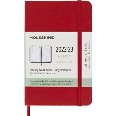 Afbeelding van Moleskine 18 Maanden Agenda 2022/23 Wekelijks Pocket Harde Kaft Rood