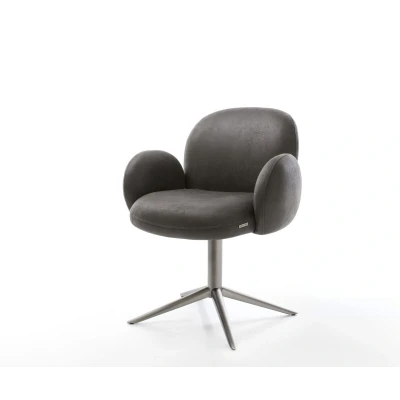 Afbeelding van DELIFE Draaistoel Nube Flex met armleuning microvelours antraciet vintage kruispoot grafiet 360 draaibaar rocker functie pocketveer kern