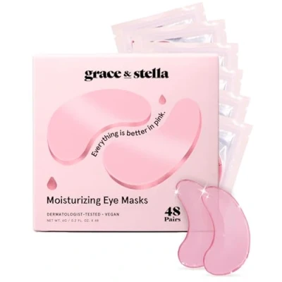 Afbeelding van Grace &amp; Stella bekroonde oogmaskers (Roze, 48 paar) verminderen donkere kringen, gezwollen ogen, wallen, zakken onder de ogen en rimpels.