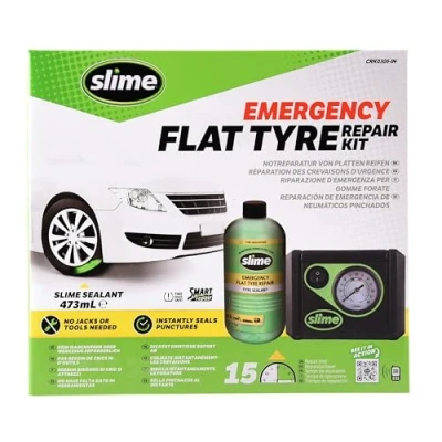 Afbeelding van Slime CRK0305 IN Reparatiemiddel voor Lekke Banden, Slimme Reparatie, Noodset Autobanden, Incl. Afdichtmiddel en Bandenpomp, Geschikt auto&#039;s voertuigen op openbare weg, 15 min. reparatie