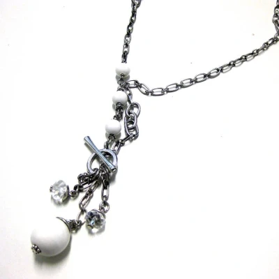 Afbeelding van Behave Lange ketting, hanger met keramiek kralen, metaal, keramiek, 75 cm lengte