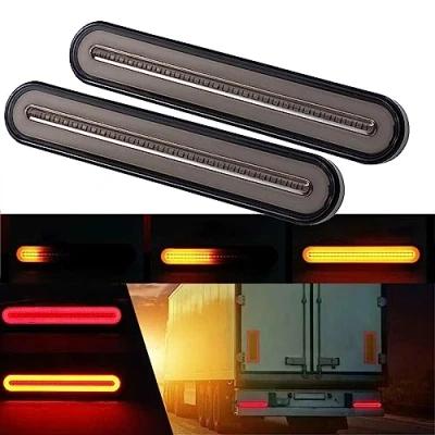 Afbeelding van GSRECY Geel &amp; rood 100 LED Dynamische Stop Flowing Knipperlichten rem achterlicht voor aanhanger vrachtwagen RV Pickup SUV (verpakking van 2)