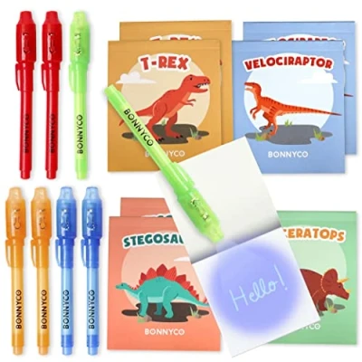 Afbeelding van Onzichtbare inktpen en schrijfblok, 8 Stuks Dinos BONNYCO Vuller bij Kids Verjaardagen Tas jongens &amp; meisjesfeestjes, Feestgerei de Pinata Schoolprijs Geschenk Kinderen