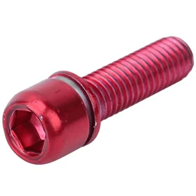 Afbeelding van Keenso 6 stuks fietsstangschroeven, M5 x 18 mm zeskantbouten, reparatieschroeven voor fietsen, vergulde bouten (rood)