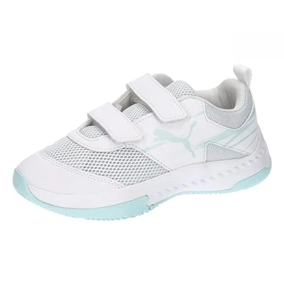 Afbeelding van Puma Varion II V JR Unisex Handbalschoenen voor kinderen, Maat: 28, White/light aqua Kunststof/ textiel
