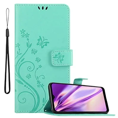 Afbeelding van Cadorabo Hoesje geschikt voor Motorola MOTO G10 / G30 in BLOEMEN TURKOOIS Beschermhoes bloemmotief met magnetische sluiting, standfunctie en kaartsleuven Book Case Cover Etui