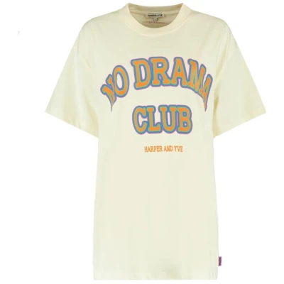 Afbeelding van Harper &amp; Yve T shirt Nodramaclub Ss Aw25y307 101 Ecru Dames Maat M