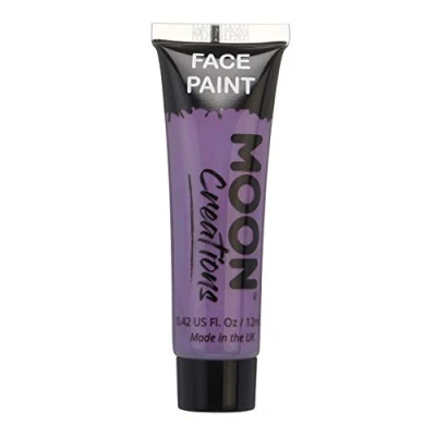 Afbeelding van Moon Creations Tubes voor gezicht en lichaamsverf, gebruiksklare gezichtsverf, dierproefvrij, kinderen, volwassenen, Halloween meer, paars, 12 ml
