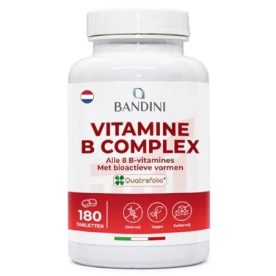 Afbeelding van Bandini® Vitamine B Complex 180 tabletten Hooggedoseerde vitaminen B1, B2, B3 (niacine), B5, B6, B8 (biotine), B9 (foliumzuur), B12 Bandini Pharma supplement