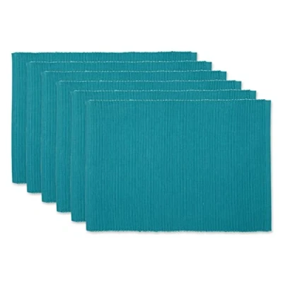 Afbeelding van DII 100% Katoen Basic Geribbelde Placemat Set, Storm Blauw, 13x19, 6 Stuk