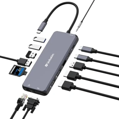 Afbeelding van Verbatim CMH 14 USB C® (USB 3.2 Gen 2) multiport hub poorten Met ingebouwde netwerkaansluiting, SD ka