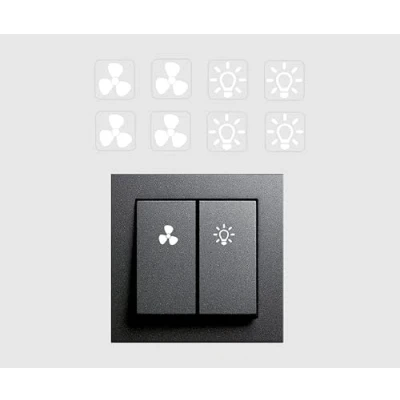 Afbeelding van Schakelstickerset met 8 lichtstickers en ventilatorstickers (RP19/3) (14 mm)