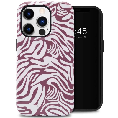 Afbeelding van Apple iPhone 14 Pro Hoesje Kunststof Selencia Hardcase/Backcover Trippy Swirl Dark Rose Telefoonhoesje