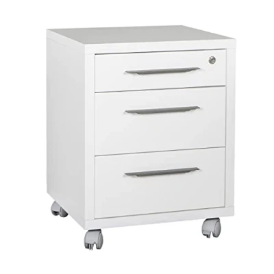 Afbeelding van Composad Kastje op wieltjes DISEGNO, met 3 laden, waarvan 1 afsluitbaar, hoogte 63 cm, 100% gerecycled hout, made in italy