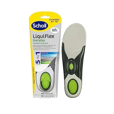 Afbeelding van Scholl LiquiFlex Everyday S Comfortabele inlegzolen, meer vulling door Memory Foam en ondersteuning van de voetboog, uniseks, 1 x 2 stuks, geel