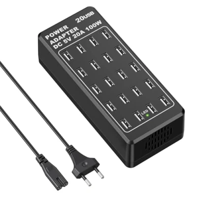 Afbeelding van Meerdere USB opladers, 20 poorten Desktop A oplaadstation, 100W multifunctionele Smart Charger, compatibel met iPhone 11/12/13/14/15/Samsung S22/S23/S24/Google Pixel/Xiaomi/OPPO/iPad/Tablets
