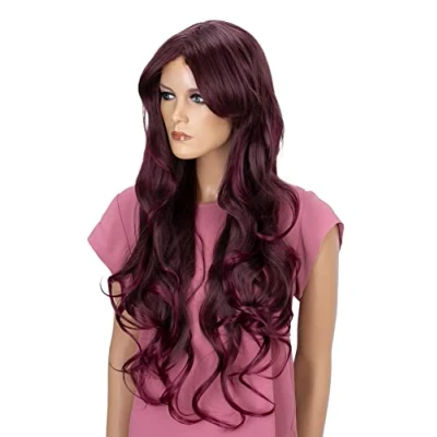 Afbeelding van CAISHA Pruik Volumineus Lang Haar Cosplay Theatershow Golvend Bordeaux FS836e