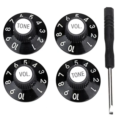 Afbeelding van Musiclily Pro Inch Maat 2 Toon Volume Gitaarknop Witch Hat Model Set, Zwart (Set van 4)
