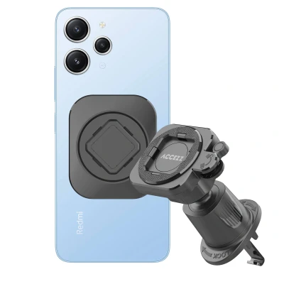 Afbeelding van Accezz EasyLock telefoonhouder auto Ventilatierooster Universeel 360 graden draaibaar Zwart Aluminium