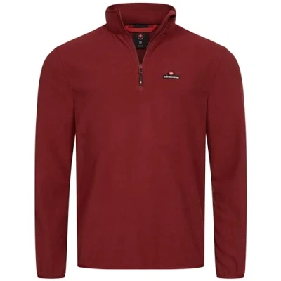 Afbeelding van Höhenhorn Skyja fleece pullover voor heren, herfst en winter, microfleece, sweatshirt met halve ritssluiting, rood, 4XL