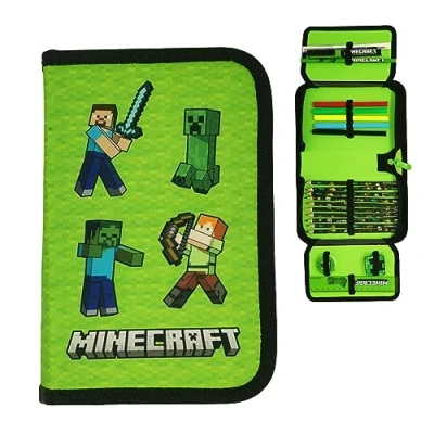 Afbeelding van Minecraft Pennenetui voor kinderen, pennenetui, school, gevuld met schrijfwaren (Steve Alex), Steve Alex, pennenzak