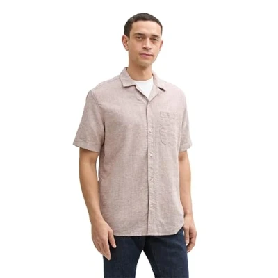 Afbeelding van Tom Tailor Korte Mouw Overhemd Heren XXL Camel Katoen 1045106