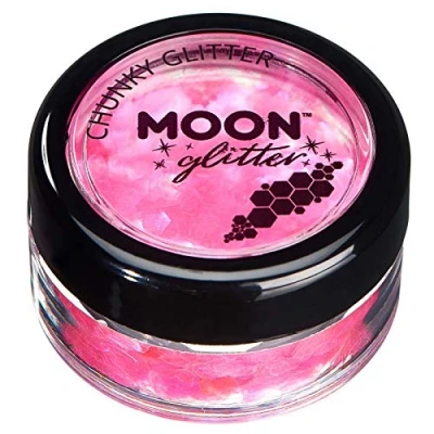 Afbeelding van Moon glitter iriserende ronde pailletten (pailletten maan), 100% cosmetische voor gezicht, lichaam, nagels, haar en lippen, 3 g, roze
