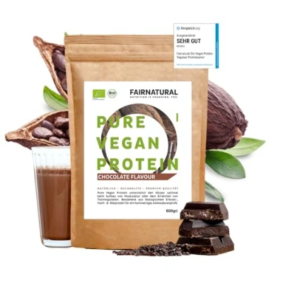 Afbeelding van Eiwitpoeder Vegan BIO Chocolate zonder Soja [uit Duitsland] 3K Organisch Rijst , Hennep &amp; Erwteneiwit &quot; Om te bakken Als Organische Proteine Shake 600g Veganistisch