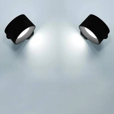 Afbeelding van Anmossi Oplaadbare Wandlamp voor Binnen,2 Stuks Draadloze wandlampen,4.5W LED Zwart Batterijen met Schakelaar,USB Oplaadbaar Wandverlichting Magnetische,voor Slaapkamer,Woonkamer,Trap,Hal