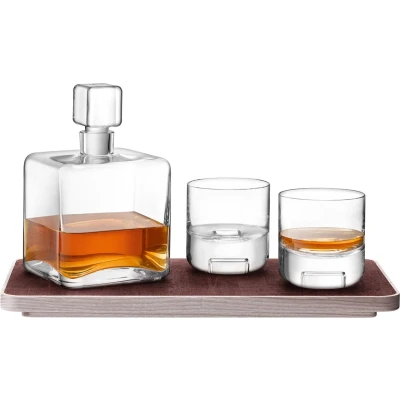 Afbeelding van L.S.A. Cask Whisky Connoisseur Set met Dienblad van 3 Stuks Transparant