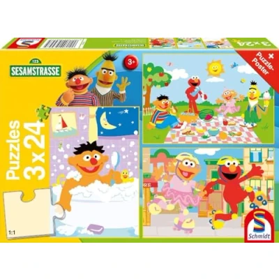 Afbeelding van Schmidt Spiele 56457 Sesamstraat, dingen maken, 3 x 24 stukjes kinderpuzzel, normaal