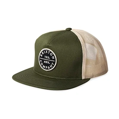 Afbeelding van Brixton Men&#039;s Pledge MP MESH Cap, Military Olive/Off White, One Size, Militaire olijf/gebroken wit, Eén maat