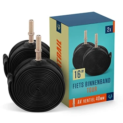 Afbeelding van Alphatrail Fiets Binnenband Rick 16 Inch AV Schrader Ventiel 2x Set met Mobiliteitsgarantie I Compatibele Fietsbanden Continental, Conti, Schwalbe, Maxxis, Michelin &amp; Kenda